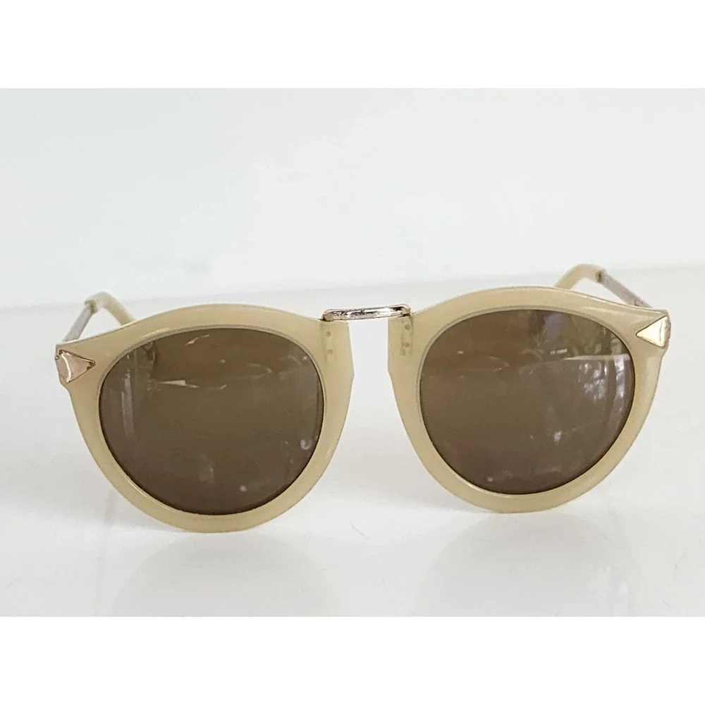 Karen Walker Harvest Sunglasses Beige Gold Round Cat Eye Frames